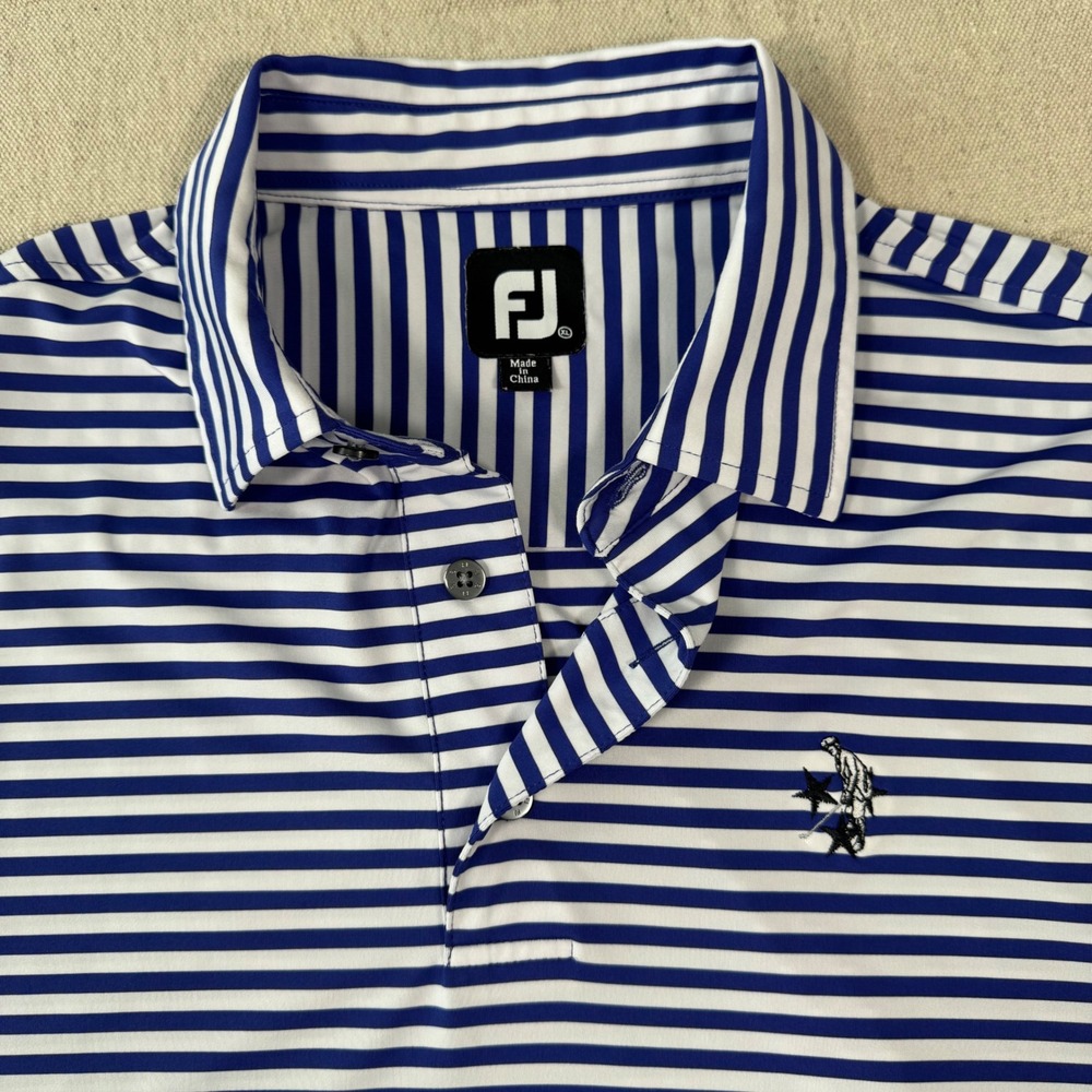 FootJoy Polo Shirt Mens XL Purple‎ White Striped Golf Performance 1008150